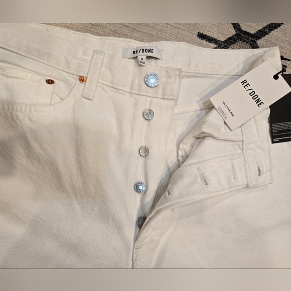 NWT Re/Done 70's Stove Pipe Jeans Vintage White 30 $265 Sold at Revolve - Picture 11 of 16
